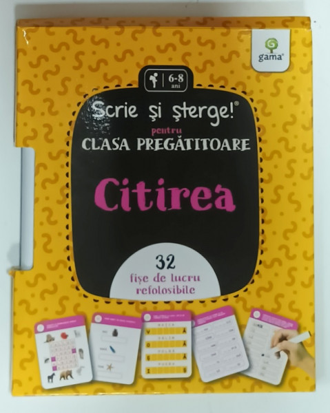 SCRIE SI STERGE , PENTRU PRESCOLARI MARI , CITIREA   , 32 FISE REFOLOSIBILE , 2021