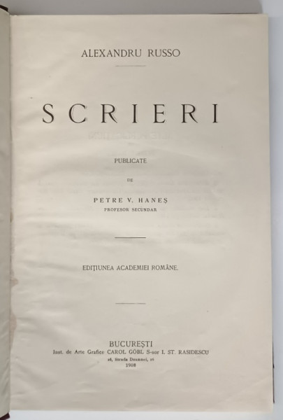 SCRIERI de ALEXANDRU RUSSO , 1908
