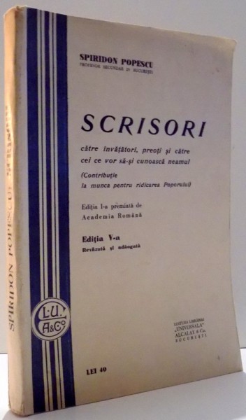 SCRISORI CATRE INVATATORI, PREOTI de SPIRIDON POPESCU , 1921