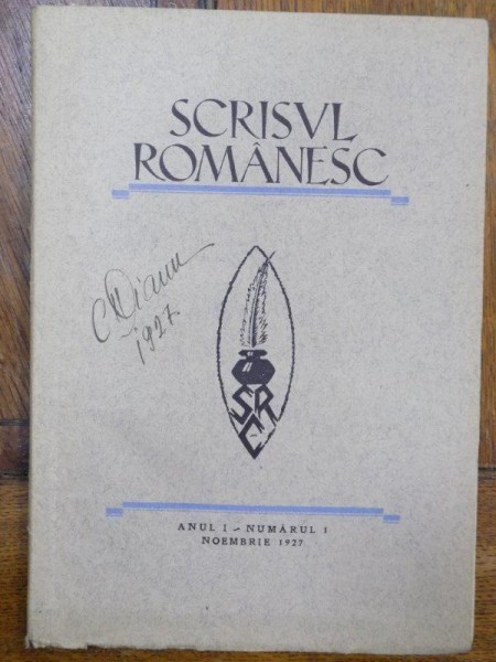 Scrisul Romanesc, Anul I, Nr. 1, Noembrie 1927