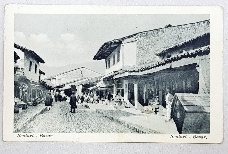SCUTARI  - BAZAR , FOTOGRAFIE TIP CARTE POSTALA de C . TAUBER , MONOCROMA , NECIRCULATA , INCEPUT DE SECOL XX