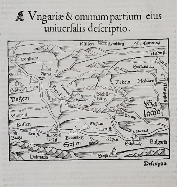 Sebastian Munster, Transilvania, Ungaria, Valahia, Moldavia, 1550