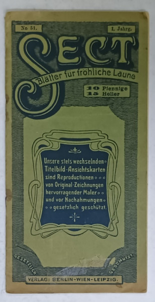 SECT , BLATTER FUR FROLICHE LAUNE ( FOAIE UMORISTICA  ) NR. 51 , CCA , 1900 , TEXT IN LIMBA GERMANA