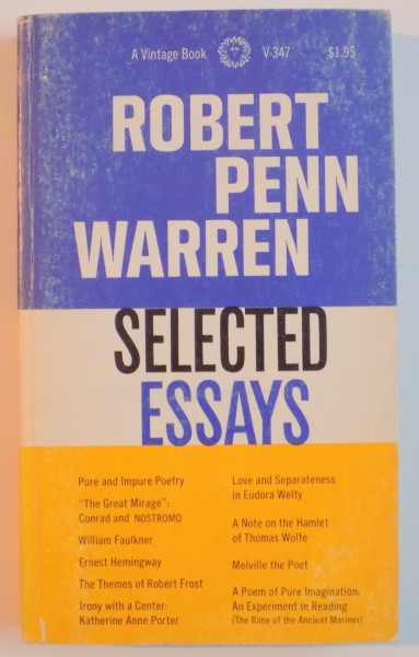 SELECTED ESSAYS de ROBERT PENIN WARREN , 1958