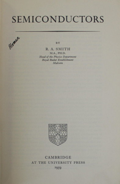 SEMICONDUCTORS by R.A SMITH , 1959