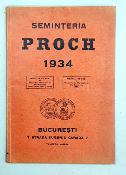 SEMINTERIA PROCH, 1934 - BUCURESTI
