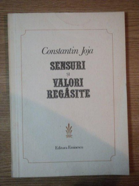 SENSURI SI VALORI REGASITE de CONSTANTIN JOJA  1981