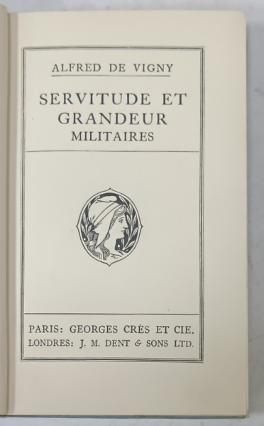 SERVITUDE ET GRANDEUR MILITAIRES par ALFRED DE VIGNY , CCA. 1900