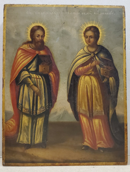 SF. DOCTORI FARA DE ARGINTI, COSMA SI DAMIAN, ICOANA ROMANEASCA, CCA. 1850