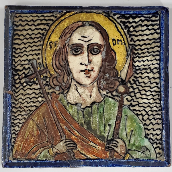 Sf. Dumitru, Placa ceramica pictata manual, Atribuita Ottilia Michail Otetelesanu