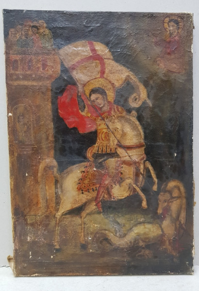 Sf. Mare Mucenic Gheorghe ucigand balaurul, Icoana pe panza