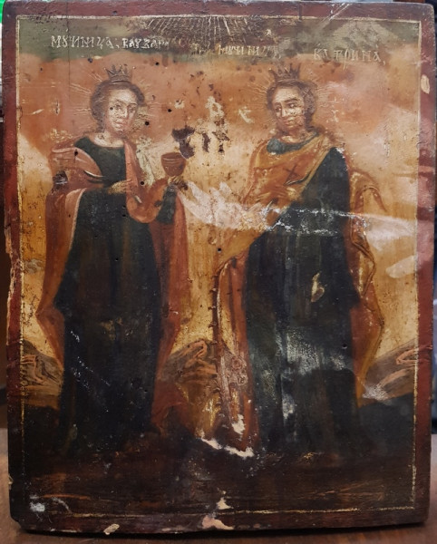 Sf. Mucenita Varvara si Sf. Mucenita Ecaterina, Icoana Romaneasca Secol 19