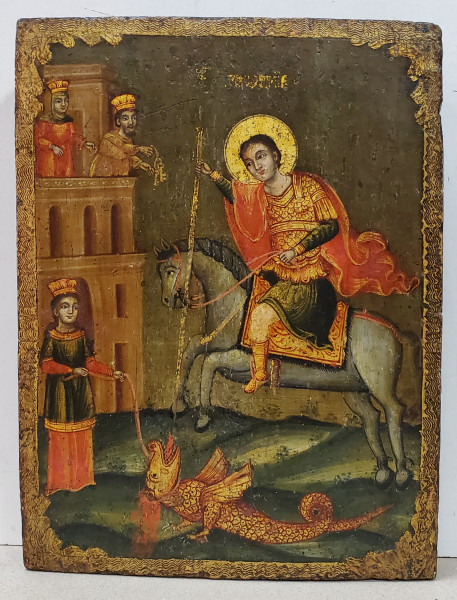 Sfantul Mare Muceniv Gheorghe Ucigand Balaurul, Icoana Romaneasca, Secol 19