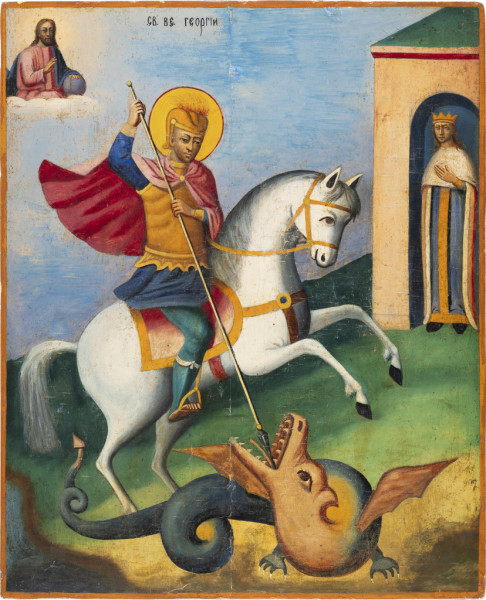 Sfantul Gheorghe Ucigand Balaurul, Icoana Scoala Rusa, Secol XIX