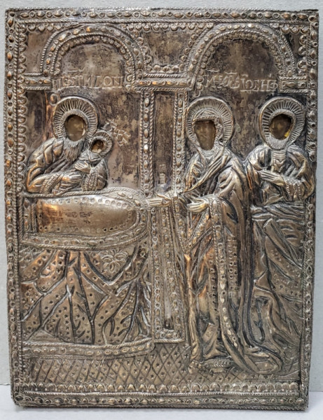 Sfantul Simeon, Maica Domnului si Iosif, Scoala Romaneasca, Ferecatura din argint, 1848