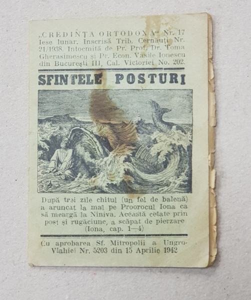 SFINTELE POSTURI , COLECTIA ' CREDINTA ORTODOXA ' NR. 17 , APRILEI 1942
