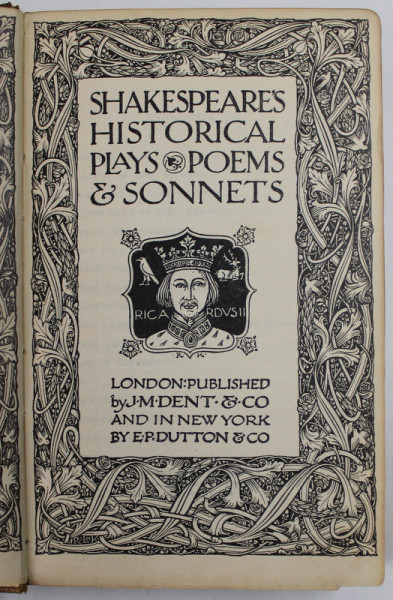 SHAKESPEARE HISTORICAL PLAYS / POEMS and SONNETS , EDITIE INTERBELICA