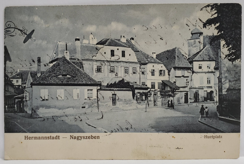 SIBIU , PIATA HUET , CARTE POSTALA , 1919