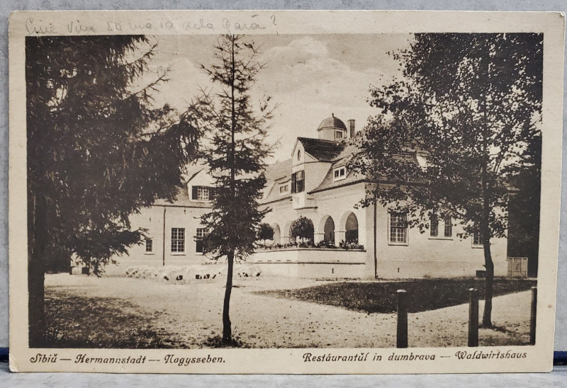 SIBIU , RESTAURANT IN DUMBRAVA , CARTE POSTALA , INTERBELICA