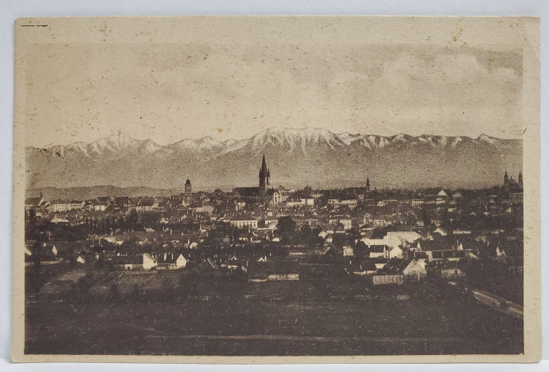 SIBIU , VEDERE CU MUNTII FAGARASULUI , CARTE POSTALA , 1947