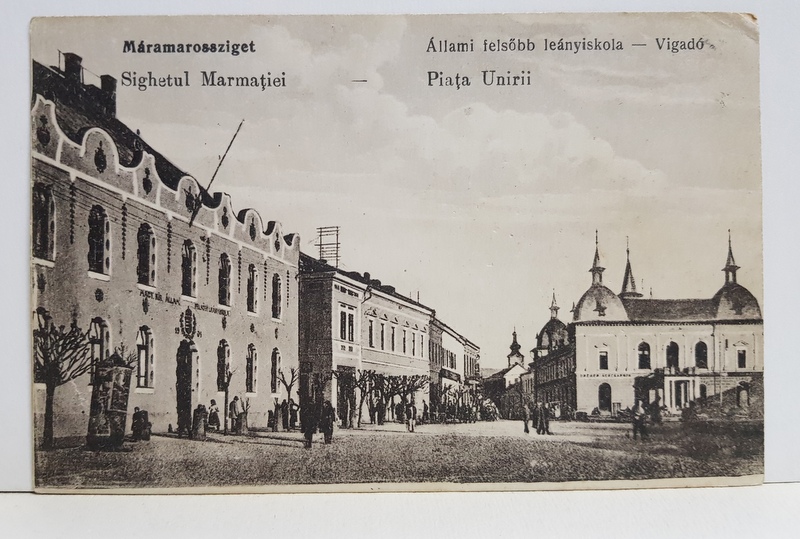 SIGHETUL MARMATIEI - PIATA UNIRII , CARTE POSTALA ILUSTRATA , MONOCROMA, CIRCULATA , PERIOADA INTERBELICA