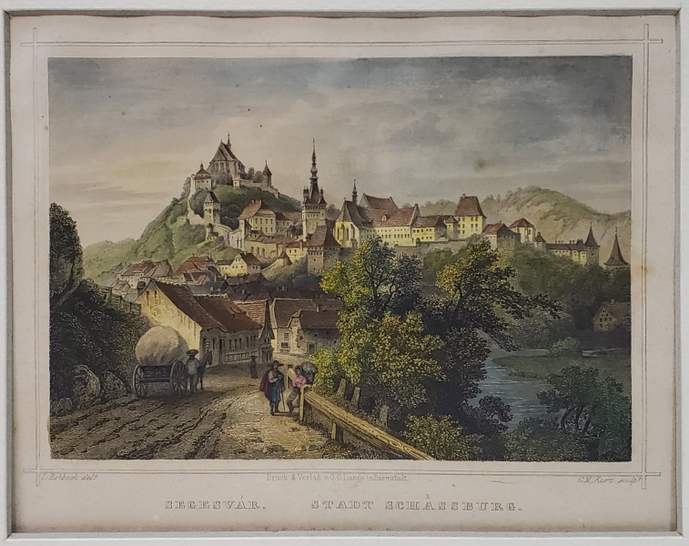 Sighisoara, Gravura colorata, Secol 19