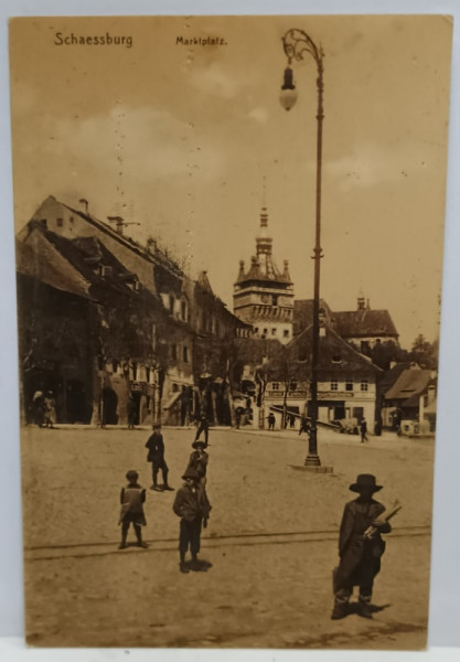 SIGHISOARA , PIATA CENTRALA , CARTE POSTALA , 1913