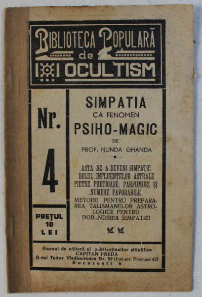 SIMPATIA CA FENOMEN PSIHO-MAGIC de NUNDA GHANDA