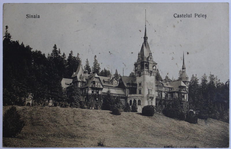 SINAIA - CASTELUL PELES  - CARTE POSTALA ILUSTRATA , MONOCROMA, CIRCULATA , DATATA 1911