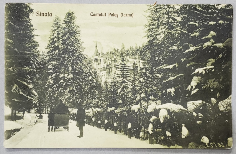 SINAIA , CASTELUL PELES ( IARNA ) , CARTE POSTALA ILUSTRATA , INCEPUTUL SEC. XX