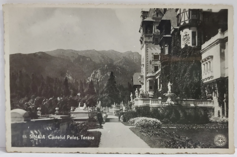 SINAIA , CASTELUL PELES , VEDEREA TERASEI ,CARTE POSTALA ILUSTRATA , 1939