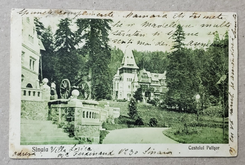 SINAIA , CASTELUL PELISOR , CARTE POSTALA , 1927