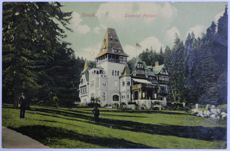 SINAIA - CASTELUL PELISOR , CARTE POSTALA ILUSTRATA , POLICROMA, CIRCULATA , INCEPUT DE SECOL XX