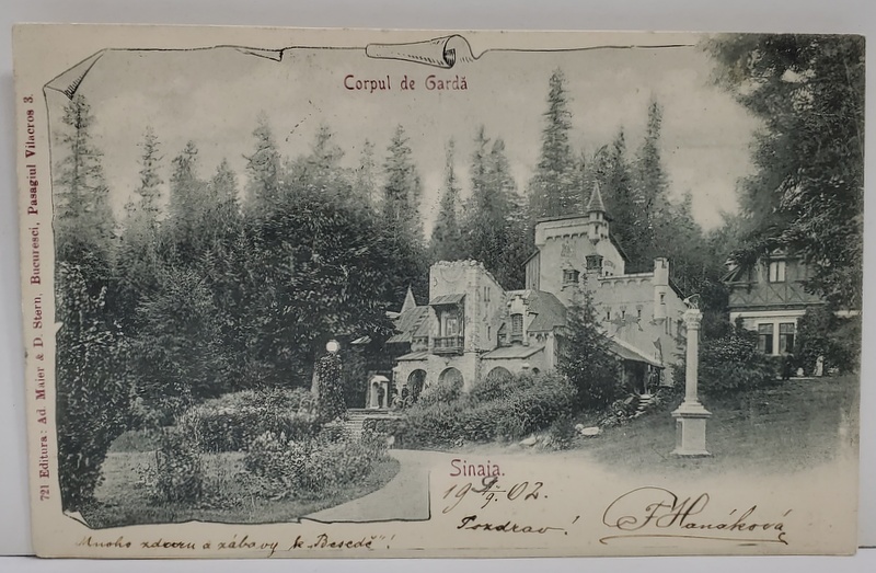 SINAIA , CORPUL DE GARDA , CARTE POSTALA ILUSTRATA , CLASICA, 1902