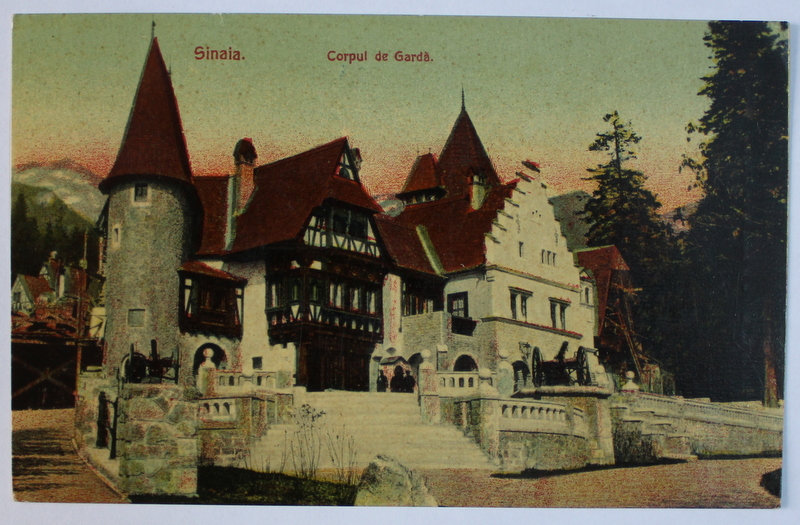 SINAIA  - CORPUL DE GARDA , CARTE POSTALA ILUSTRATA , POLICROMA , CIRCULATA , DATATA 1910