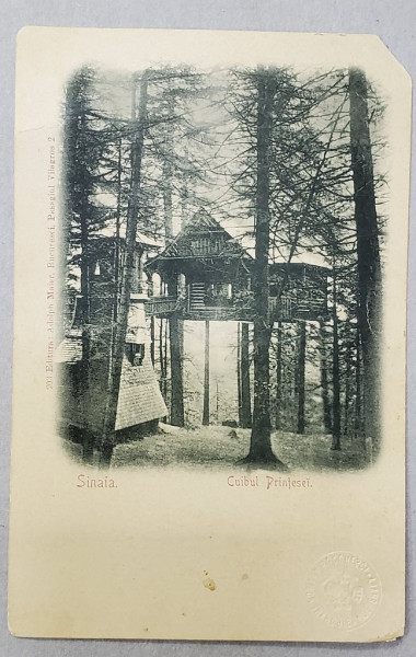 SINAIA , CUIBUL PRINTESEI , CARTE POSTALA  ILUSTRATA , CU RECLAMA PE VERSO , CLASICA