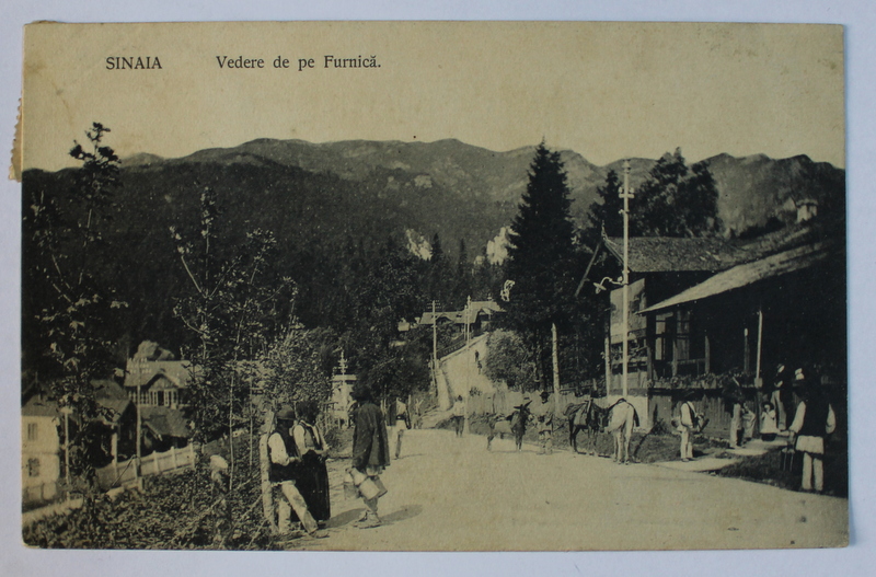 SINAIA  - VEDERE DE PE FURNICA ,  CARTE POSTALA ILUSTRATA , MONOCROMA, CIRCULATA , DATATA 1911