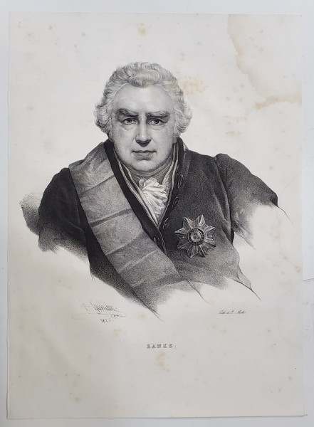 SIR BANKS JOSEPH , BOTANIST ENGLEZ , LITOGRAFIE , DESEN de GREVEDON , litografiat de C. MOTTE , 1826