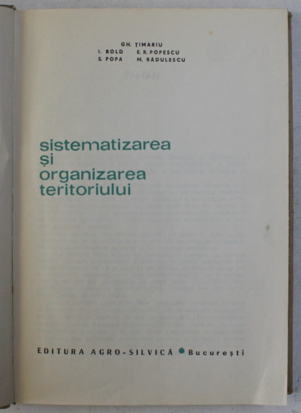 SISTEMATIZAREA SI ORGANIZAREA TERITORIULUI de GH. TIMARIU , 1965