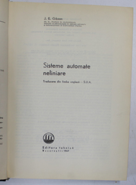 SISTEME AUTOMATE NELINIARE de J.E. GIBSON , 1967