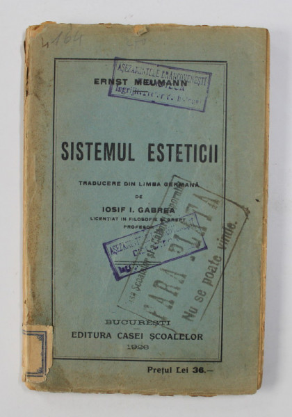 SISTEMUL ESTETICII de ERNST MEUMANN , 1926