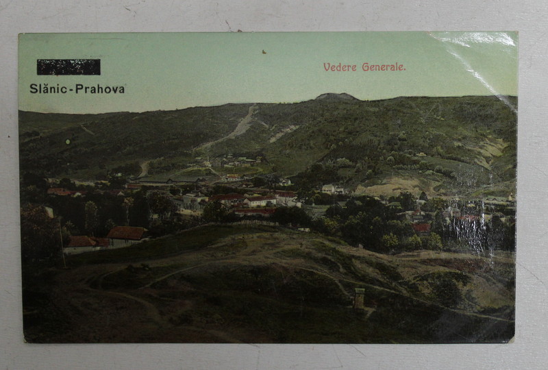 SLANIC - PRAHOVA - VEDERE GENERALA , CARTE POSTALA ILUSTRATA , POLICROMA, CIRCULATA , DATATA 1914