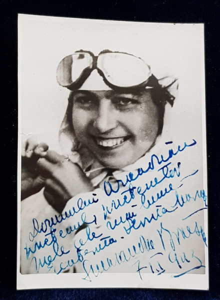 SMARANDA BRAESCU , FOTOGRAFIE CU DEDICATIE , MONOCROMA , DATATA 1943