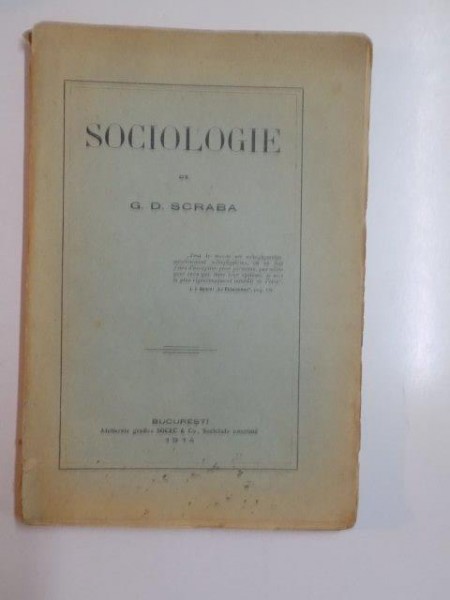 SOCIOLOGIE de G.B. SCRABA  1914