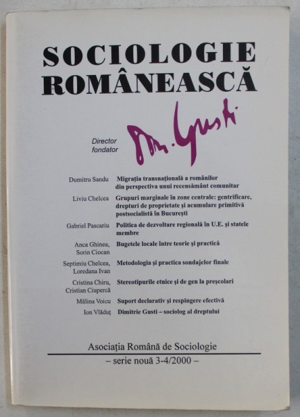 SOCIOLOGIE ROMANEASCA NR. 3-4 , 2000