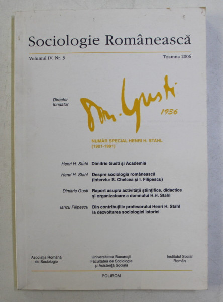 SOCIOLOGIE ROMANEASCA , REVISTA , VOLUMUL IV , NR. 3 , 2006