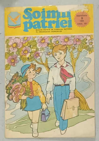 SOIMII PATRIEI , REVISTA EDITATA DE CONSILIUL NATIONAL AL ORGANIZATIEI PIONIERILOR , NR. 9 , 1986, COPERTA FATA CU FRAGMENT LIPSA