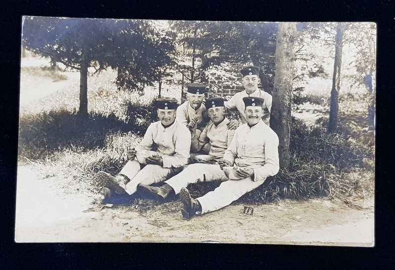 SOLDATI GERMANI IN PAUZA  DE MASA INTR- O PADURICE , CARTE POSTALA ILSUTRATA , MONOCROMA, CIRCULATA , DATATA 1910