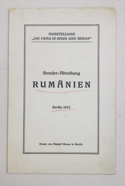 Sonder-Abteilung RUMANIEN - Berlin, 1912