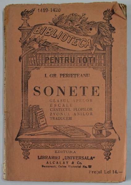 SONETE de I. GR. PERIETEANU , EDITIE INTERBELICA